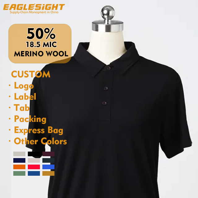 OEM 18.5 MIC 50% Merino Wool 45% Coolmax For T-Shirt High-End Comfortable Breathable Quick Dry Knitted Fabric Casual Summer
