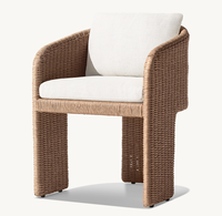 LA PAZ Ensemble de chaises de salle à manger en osier fait à la main, table à manger rectangulaire en marbre de jardin d'extérieur, ensemble de table à manger de 9 pièces, meubles