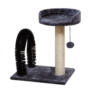 Arbre à chat avec griffoir et brosse pour chats, gris, durable, un niveau, design simple - Product Image 5