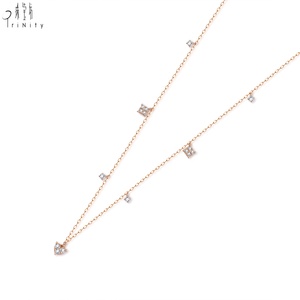 <b>Top</b> Quality Fine Jewelry Minimalist Layering Necklace 18K Solid <b>Rose</b> Gold Necklace Real Natural Diamond Necklace For Women Gift - Product Image 3