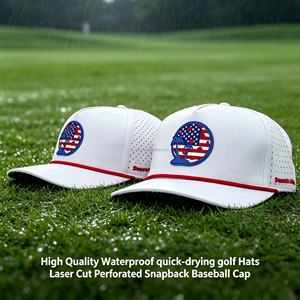 Casquette de baseball personnalisée pour homme, perforée, avec patch en caoutchouc découpé au laser, idéale pour le sport, le golf et la pêche en extérieur, fabriquée par Hat Manufacturer. - Product Image 1