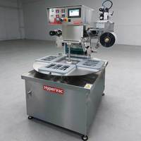 HYPERVAC Industriële Automatische Traysealmachine Draaitafel Voedsel Tray Sealer Vers Vlees Fruit Groente Verpakking 304
