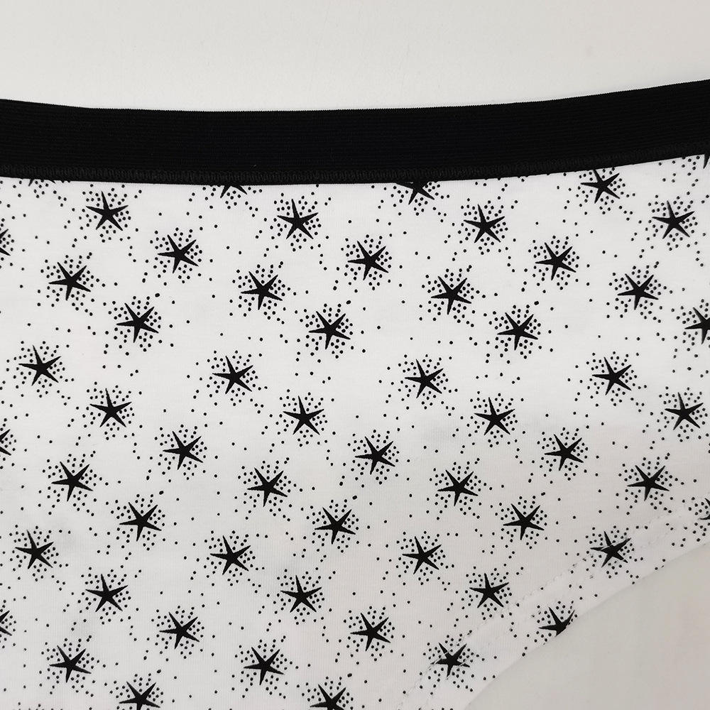 12 Pack Cotton Women Panties Breathable Star Print Mid Rise Briefs Soft Comfort Underwear for Girls One Dozen Wholesale Lingerie