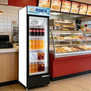 Slim Single Glass Door Commercial Beverage Display Refrigerator with Air Cooling Stainless Steel Digital Temperature Control - Product Image 4