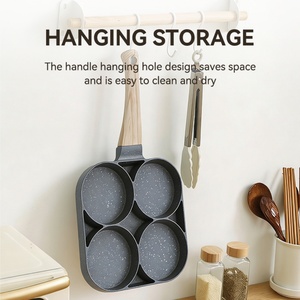 Non-stick 4-Hole Frying <b>Pan</b> Multi-function Egg Burger <b>Pan</b> Breakfast Maker Pancake Griddle for <b>Induction</b> & Gas Stove - Product Image 2