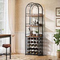 Casier à vin Tribesigns, porte-bouteilles, support à vin en métal avec porte-verre et stockage de vin pour caves, bars et salles de stockage