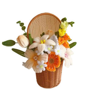 Dropshipping regalo casero Diy ramo materiales paquete tulipán girasol hecho a mano <span class=keywords><strong>cesta</strong></span> de flores - Product Image 5