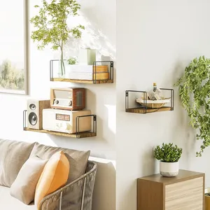 Estantes flotantes de madera maciza de alta calidad para colgar en la pared, perfectos para exhibir libros, fotos, plantas y más - Product Image 3