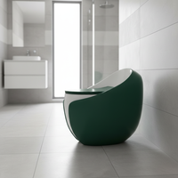 Vente flash, toilettes monobloc en céramique à poser au sol, design luxueux, couleur vert foncé, chasse d'eau siphonique super rapide, forme œuf