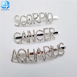 Custom 12 Horoscope Metal Rhinestone <strong>Hair</strong> <strong>Pins</strong> Stick <strong>Bridal</strong> Letters Bobby <strong>Hair</strong> <strong>Pins</strong> Women <strong>Hair</strong> Accessory Ornament - Product Image 3