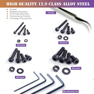 Black Alloy Steel Socket Head Cap Screws Nuts <b>Washers</b> Assortment Kit 840pcs DIN912 Grade 12.9 for Craft Projects - Product Image 4