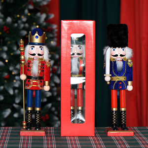 공장 도매 하이 퀄리티 전통적인 38cm 킹 우드 벨벳 옷 크리스마스 파티 호두 크래커 - Product Image 1