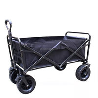 Chariot de camping pliable en métal, chariot utilitaire à quatre roues, chariot pliable grande capacité pour la plage, le pique-nique, le jardin