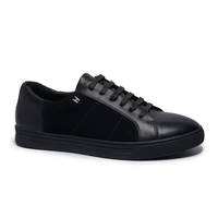Chaussures de skateboard personnalisées, chaussures de sport plates de couleur noire, baskets en cuir décontractées pour hommes