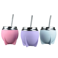 Tasse à Yerba Maté en Acier Inoxydable 10oz à Double Paroi, Style Calabash Argentin, avec Isolation Extérieure en Plastique