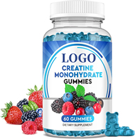 Gummies de créatine monohydrate OEM/ODM pour hommes et femmes adultes, supplément pré-entraînement à croquer avec vitamine B12 pour la croissance musculaire et la récupération