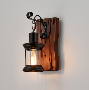 Applique murale vintage en bois sculpté à la main pour cabane en rondins <span class=keywords><strong>de</strong></span> ferme décorative hôtel/villa chambres à coucher lanterne LED blanche chaude - Product Image 2