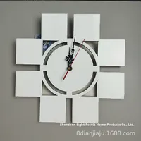 Jam dinding MDF Transfer termal Digital, jam dinding dengan desain abstrak dioperasikan baterai ramah lingkungan