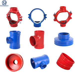 Raccord de tuyauterie en fonte ductile, coude en T rainuré peint pour la lutte contre l'incendie, réducteur concentrique, couplage croisé - Product Image 3