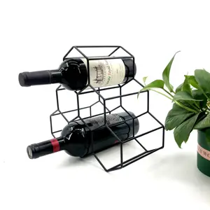 Novo modelo personalizado vinho vidro titular colhedor vinho titular levou garrafa prateleira de exibição prateleira 6 garrafas contador vinho titular para casa