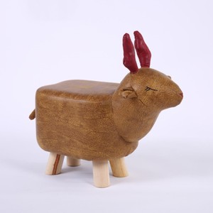 Cute <strong>Animal</strong> Shape Kids Wooden Stool Pouf Children Kids <strong>Animal</strong> Wooden <strong>Footstool</strong> - Product Image 2