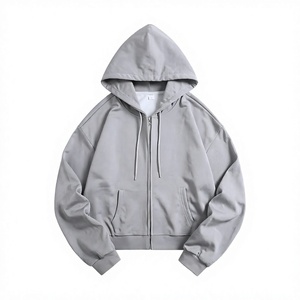Sweat à capuche unisexe surdimensionné en molleton 100 % coton avec fermeture éclair quart de tour et logo personnalisé - Product Image 4