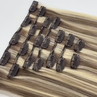 Extensions de cheveux humains vierges brutes en gros, alignées sur les cuticules, double trame, extensions de cheveux russes à clips