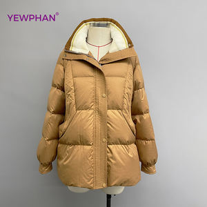 Abrigo de plumón para mujer 90% Abrigo de plumón de pato Chaqueta acolchada extraíble con capucha - Product Image 1