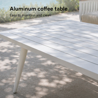 Ensemble de canapés de patio modernes HOMFUL en aluminium, structure entièrement démontable, coussins en polyester 200g et accoudoirs imitation bois