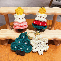 Porte-clés créatif en laine tricotée en forme d'ours en peluche pour Noël, pendentif de sac mignon de couple de dessins animés, petit cadeau de Noël, produit phare