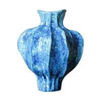 Vase de table en céramique plissée marbrée bleue Art Déco YanJun pour la décoration de la maison et du salon