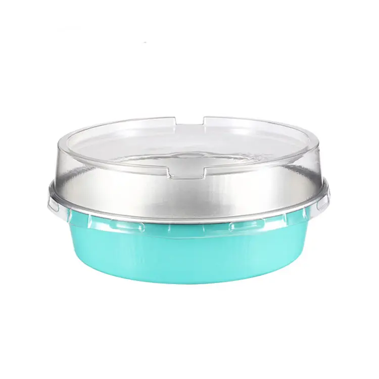 Best Price Catering Carriers Utility 250ml Food Containers Blue Foil Tin Cupcake Cups Round Aluminium Foil Pans With Lid