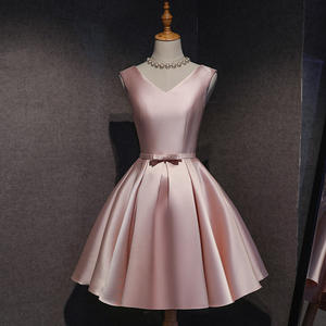 Robe courte rose de demoiselle d'honneur, nouveau style été 2026, robe de sœur, robe de soirée pour demoiselle d'honneur, mini-robe d'hôtesse - Product Image 3