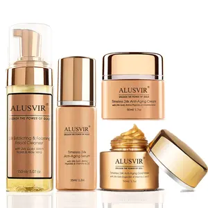 Marque privée bio soins de la peau antioxydant éclaircissant Anti-âge 24k or collagène nettoyant sérum crème masque ensemble de soins de la peau