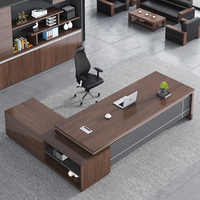 Bureau d'angle de direction moderne et luxueux Mobilier de bureau de qualité Table de patron en forme de L en panneau de bois