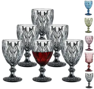 Promotional Drinkware Pink Blue Diamond Drinking Wedding Champagne Goblet copas de cristal de colored Wine Glass Cup Glassware