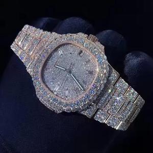 <span class=keywords><strong>Reloj</strong></span> de Lujo para <span class=keywords><strong>Hombre</strong></span> con <span class=keywords><strong>Diamantes</strong></span>, Acero Inoxidable, Azul Cielo, Analógico, Movimiento Mecánico NH35, Luminoso, Sumergible 100 Bar, Estilo Hip Hop - Product Image 6