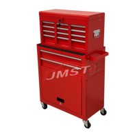 Coffre à outils en métal, coffre à outils à 8 tiroirs sur roulettes, armoire de rangement d'outils amovible avec serrure pour garage