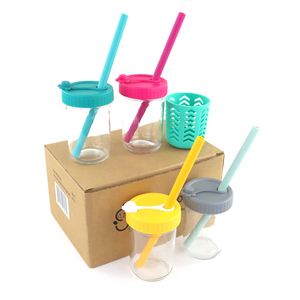 8oz <span class=keywords><strong>Mason</strong></span> lọ với bảo vệ Silicone tay áo <span class=keywords><strong>Mason</strong></span> ly uống thủy tinh với ống hút và nắp nhựa - Product Image 3