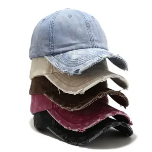 OEM Custom New Luxury Brand Embroidered Washed Denim Baseball Cap for Men High Quality Black Vintage Y2k Dad Hats