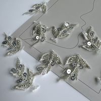 1 pièce, petite feuille, paillettes 3D, strass, perles, applique en dentelle brodée à coudre, patch DIY pour chaussures et sacs