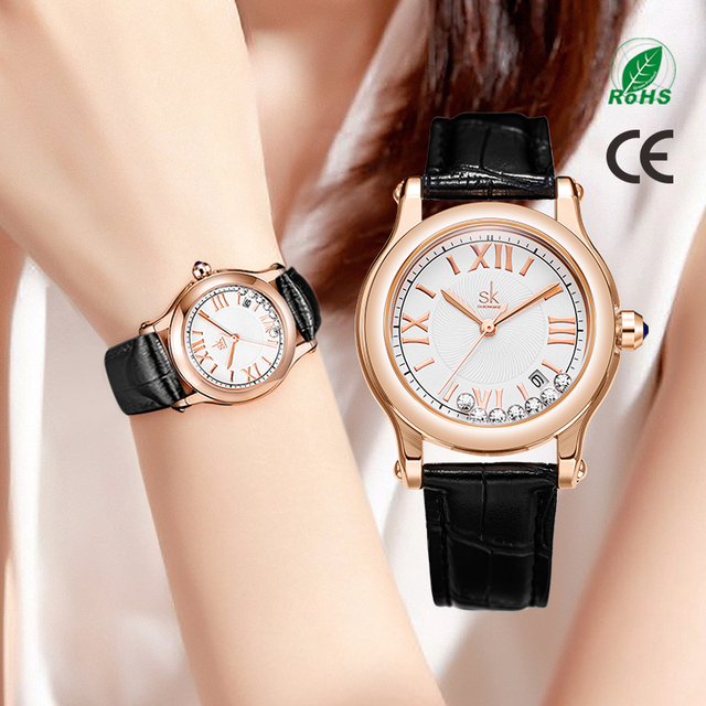 SHENGKE Fashion Lady Gorgeous Wristwatch K0164L Running Rhinestone Inside Watches with Date Ready to Ship Quartz Watch