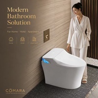 WC professionnel à siphon en S allongé, design moderne, à poser au sol, avec télécommande, siège chauffant, fonctionnalités avancées, confort