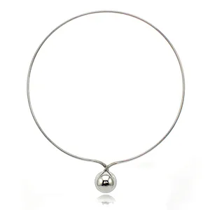 Женское Ожерелье-чокер с круглыми металлическими подвесками, массивные ожерелья с шариками, серебряный цвет, колье, ювелирные изделия