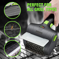 Brosse de nettoyage électrique sans fil pour barbecue, avec manche en plastique écologique et poils en nylon, idéale pour pique-nique, camping, grils et nettoyage des carreaux de salle de bain