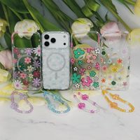 Coque de téléphone magnétique en TPU+PC style Ins avec fleurs et sangle pour iPhone 11 12 13 14 15 16 Plus 17 Pro Max et Redmi 14C