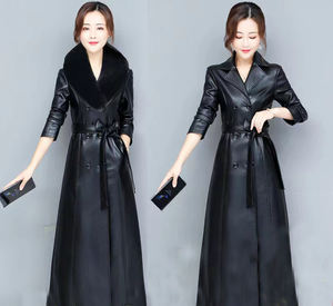 <span class=keywords><strong>Trench</strong></span> da <span class=keywords><strong>Donna</strong></span> Lungo in Vera Pelle <span class=keywords><strong>Taglie</strong></span> <span class=keywords><strong>Forti</strong></span>, Cappotto Invernale e Autunnale Vintage con Revers Staccabile - Product Image 2