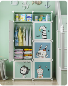 Armoire pliante en plastique pour enfants, meuble moderne, design dessin animé, bricolage, placard pour bébé, meuble multifonctionnel - Product Image 4