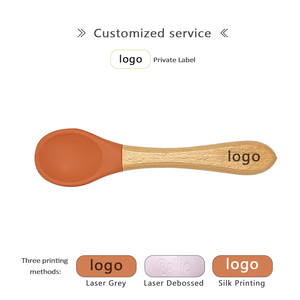 Cuillères en bambou avec tête en silicone et manche en bois, personnalisables avec logo, vente chaude ODM&OEM pour bébés - Product Image 5