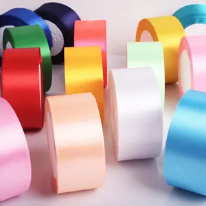 Heye Factory Wholesale Solid Color Double Color Gift Red Printed Satin Ribbon With 1cm 2.5 Cm 4 Cm 10 Cm